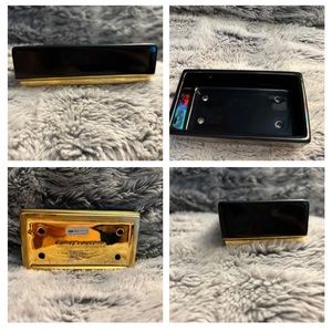 Black and Gold Ceramic dual soap holder dish bath and body works